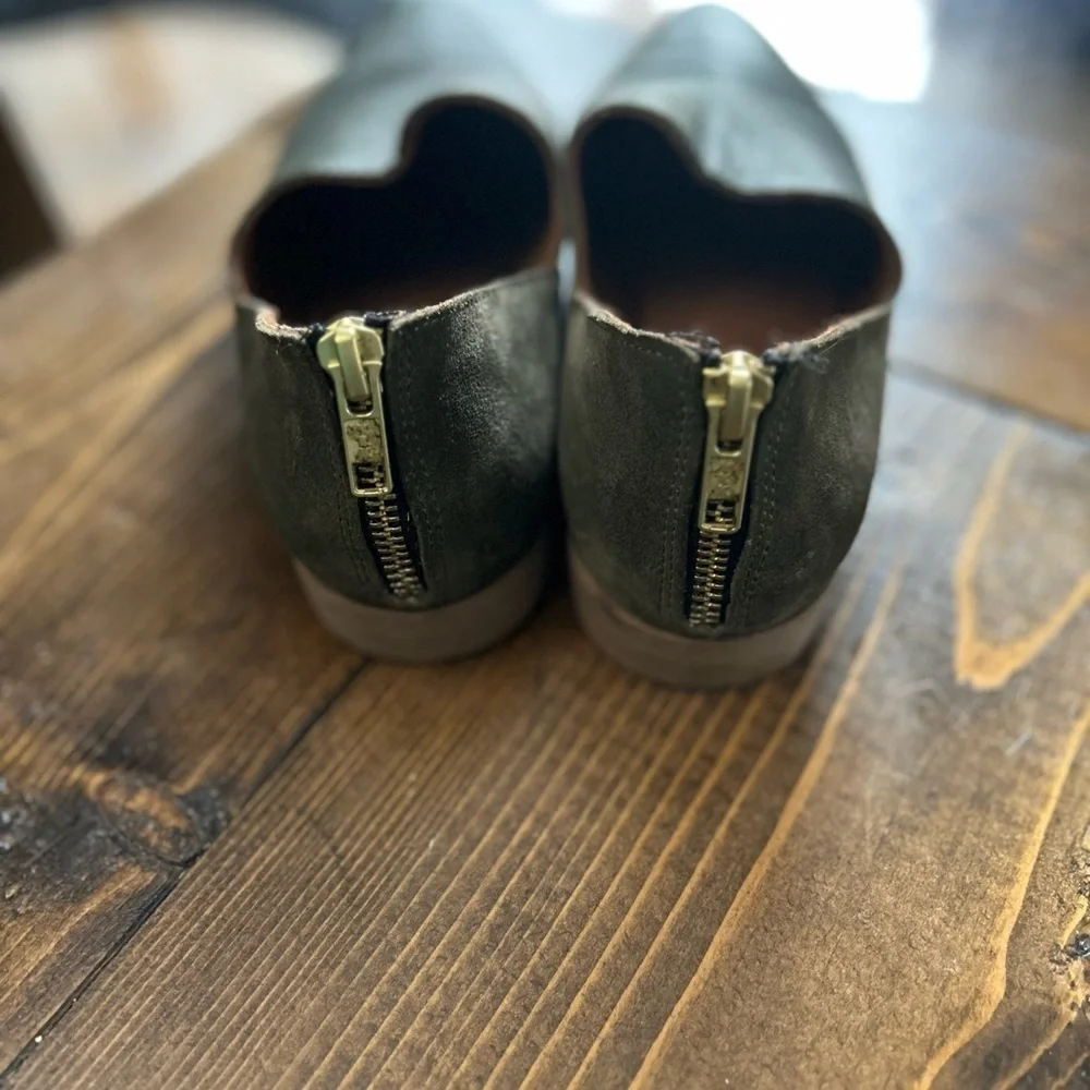 Bueno Olive Green Leather Slip-On Loafer Shoes - Picture 3 of 6